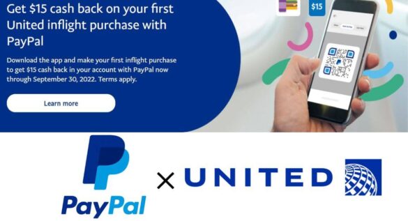 Image of PayPal and United Cash Back Promo