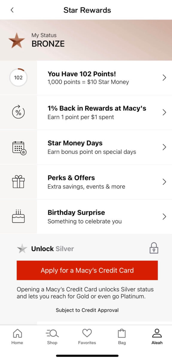 Image of Macy's Reward program perks