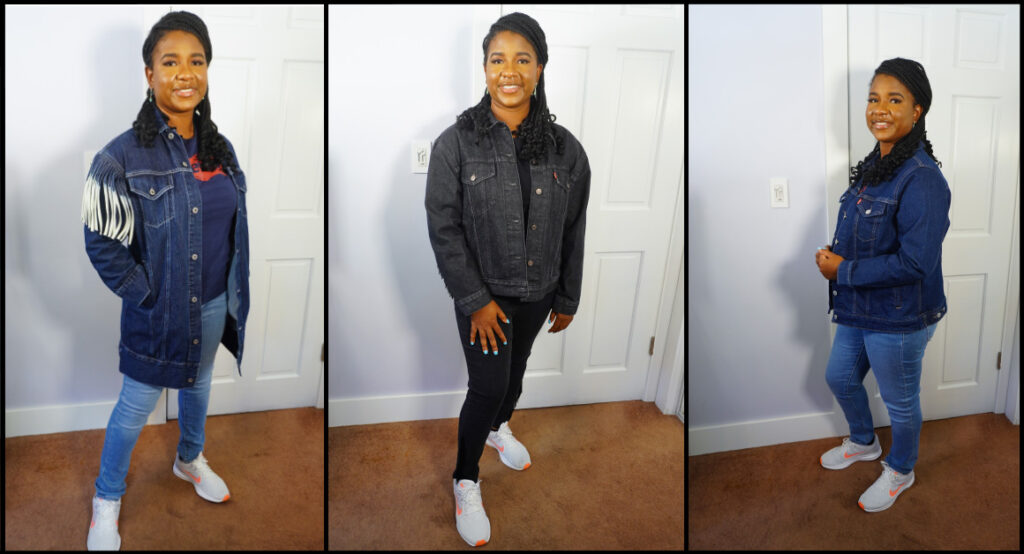 Images of me posing in Levi's denim jackets.