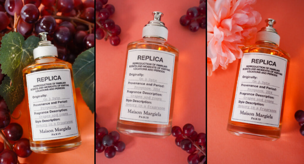 Three images of the Maison Margiela "On A Date" fragrance.