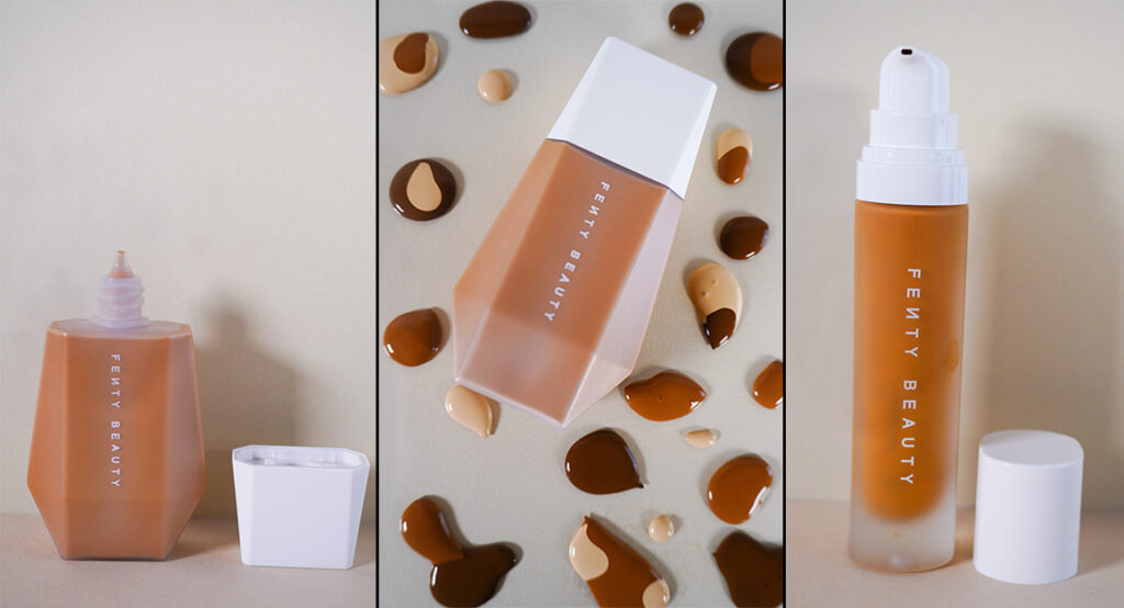 Three images of the Fenty Beauty Foundation and Skin Tint.