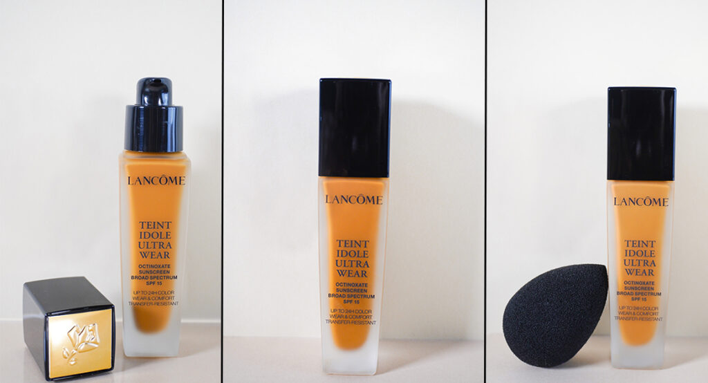 Three images of the Lancome Teint Idole foundation