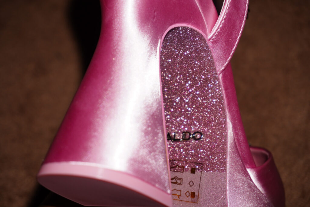 Image of the back of the Barbie™ platform heels.