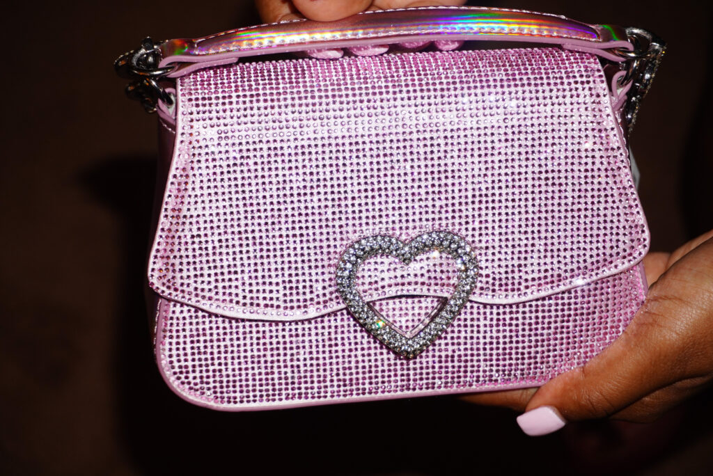 Up close image of the Aldo Barbie™ crystal bag.