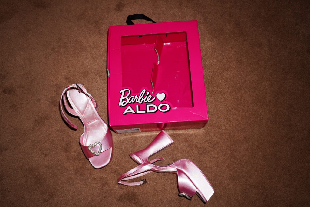 Image of the Barbie™ x Aldo platform heels and box.