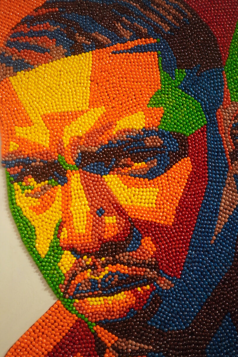 Image of Nas Potrait made from Skittles.