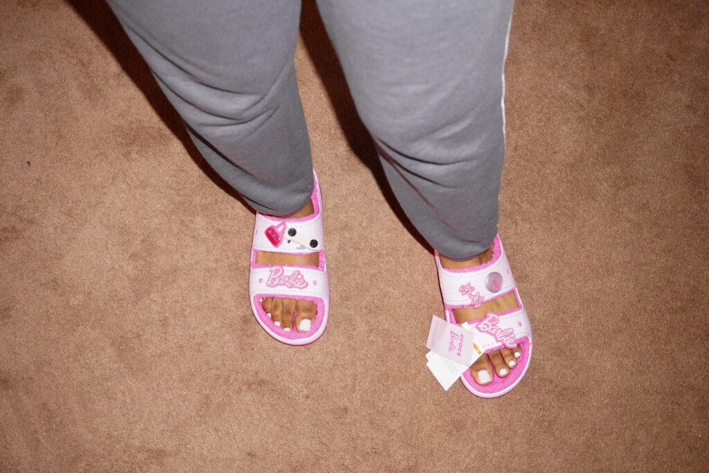 Image of the Barbie x Crocs sandals.