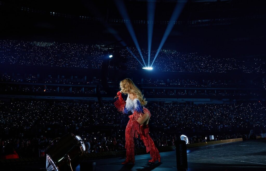Image of Beyoncé performing at her Las Vegas stop for her Cowboy Carter Tour
