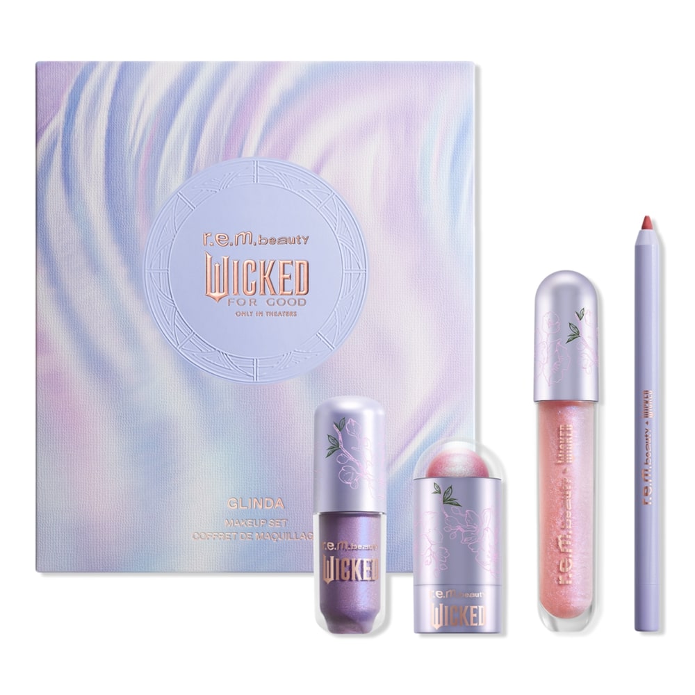 Image of the Glinda makeup set from the Wicked collection by R.E.M. Beauty.