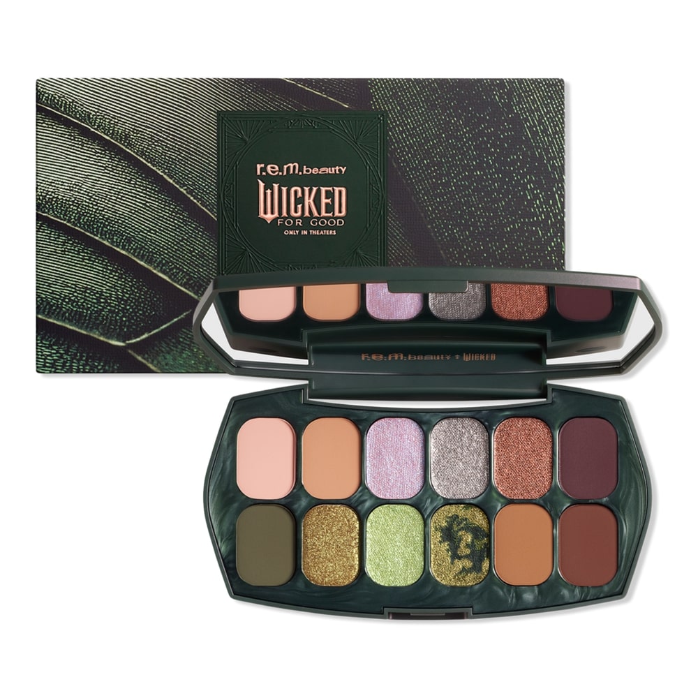Image of the Wicked x R.E.M. Beauty Ozian Forest eyeshadow palette.